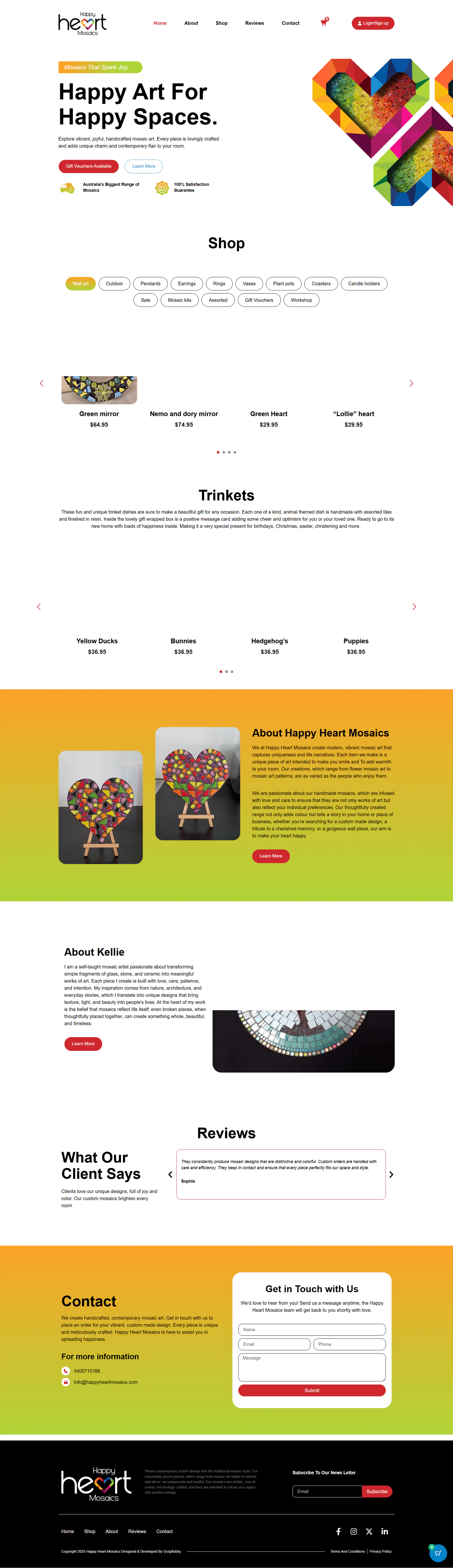 Happy Heart Mosaics — eCommerce website by Scriptlobby Australia