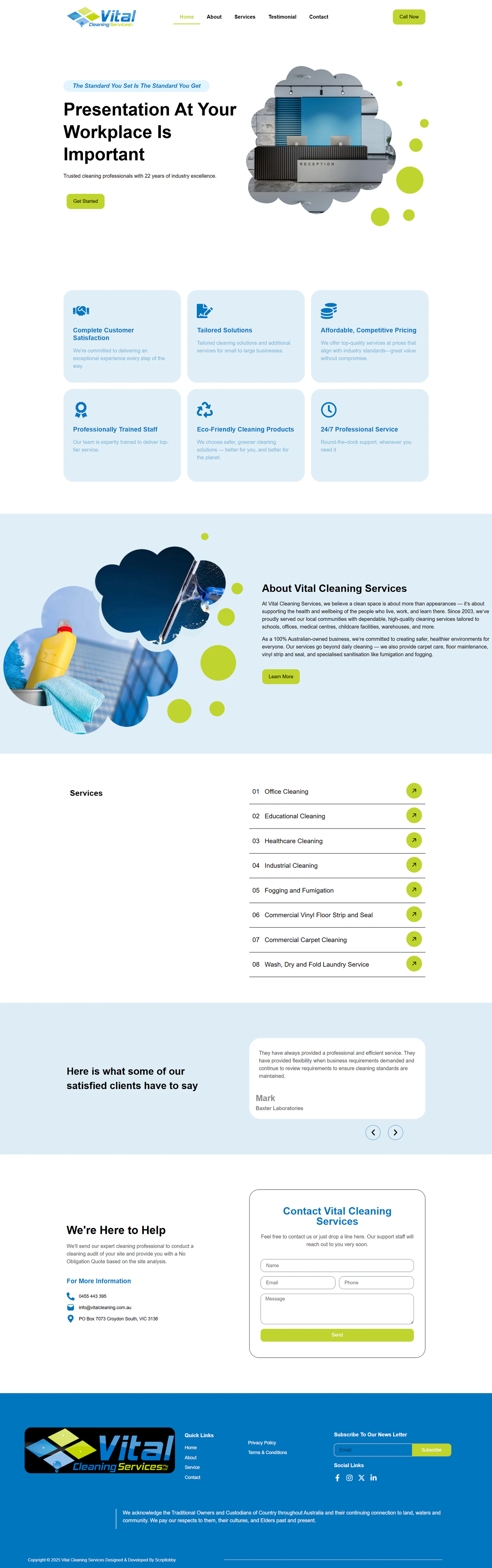 Vital Cleaning Services — Commercial Cleaning website by Scriptlobby Australia